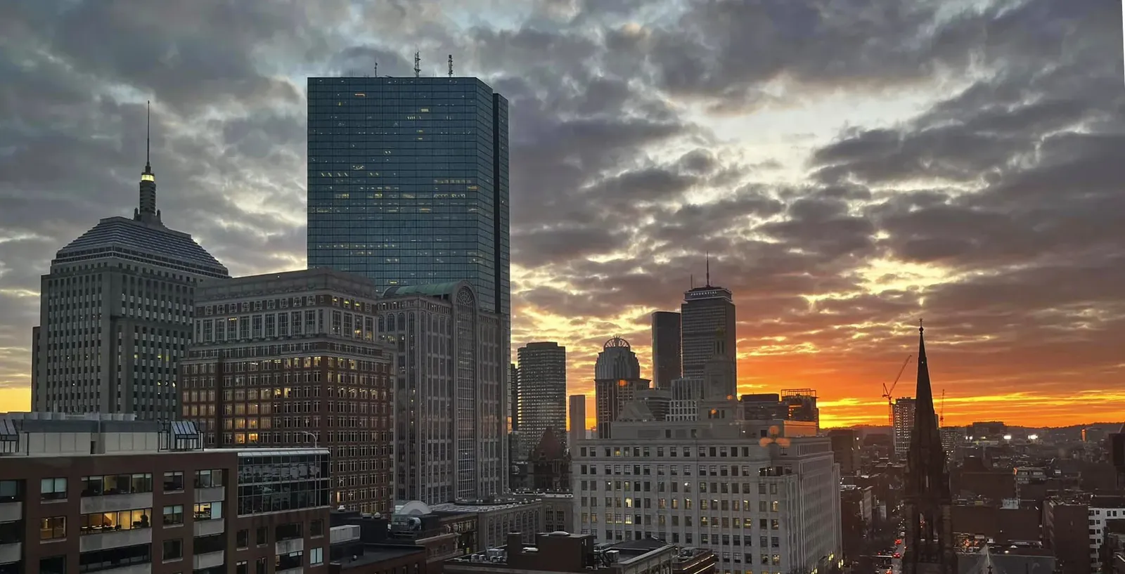 Boston skyline at sunset