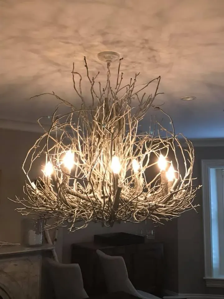 Branch-style chandelier installed in a Boston home