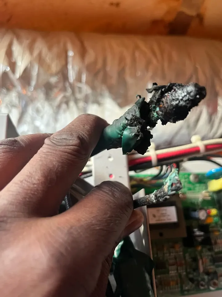 Burnt wiring found during electrical troubleshooting